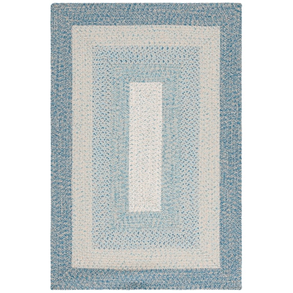 SAFAVIEH Braided Kent Geometric Machine Washable Reversible Area Rug, Blue/Aqua, 4' x 6'