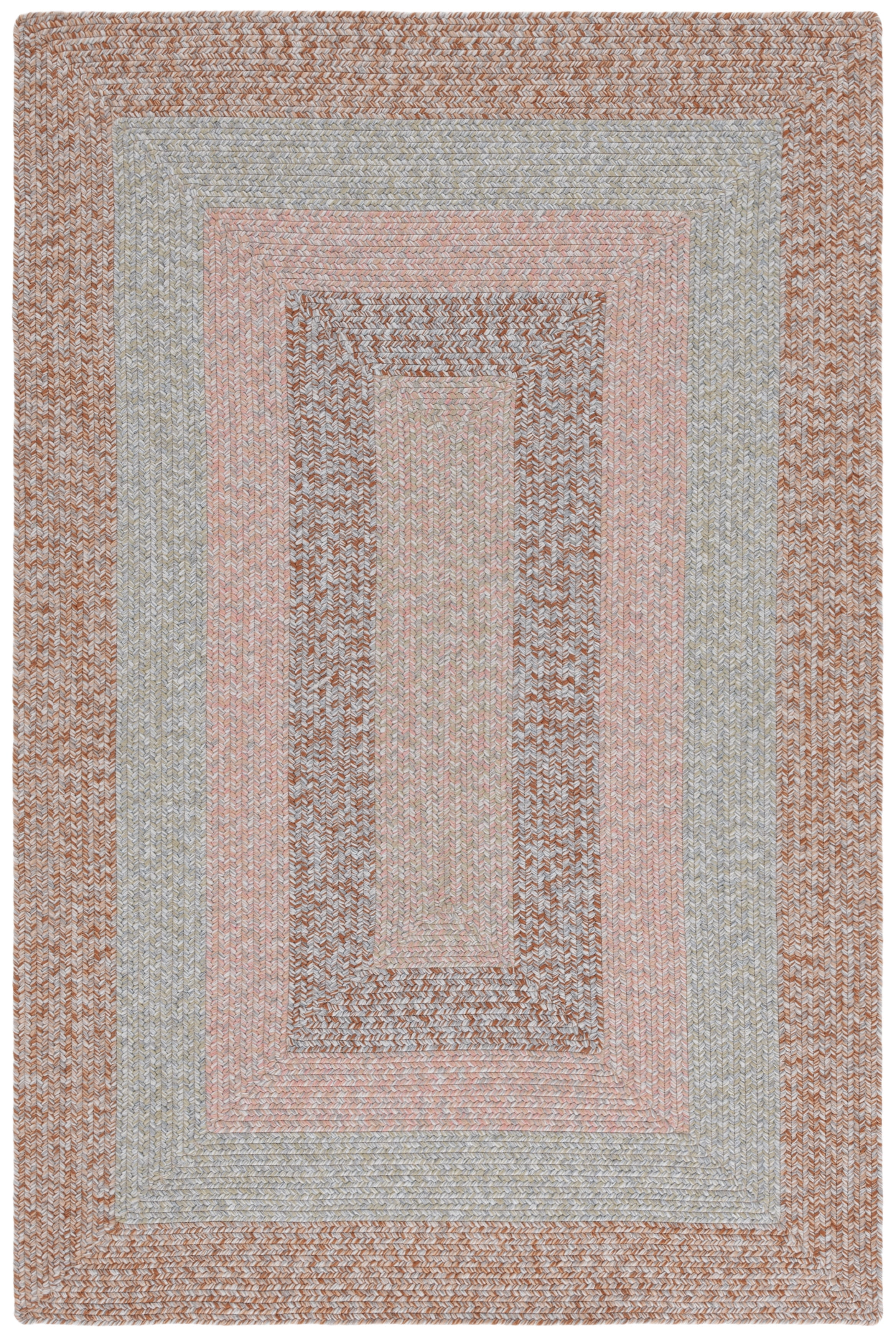 SAFAVIEH Braided Kent Geometric Machine Washable Reversible Area Rug, Brown/Gray Pink, 4' x 6'
