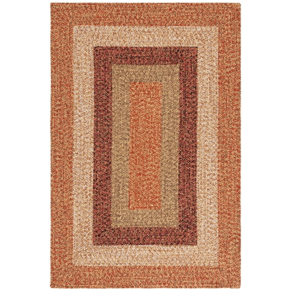 SAFAVIEH Braided Kent Geometric Machine Washable Reversible Area Rug, Rust/Red, 4' x 6'