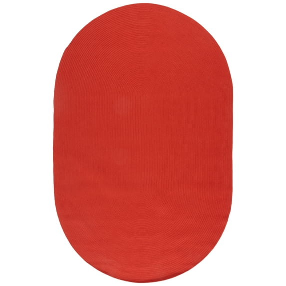 SAFAVIEH Braided Rishika Solid Machine Washable Reversible Area Rug, Rust, 4' x 6' Oval