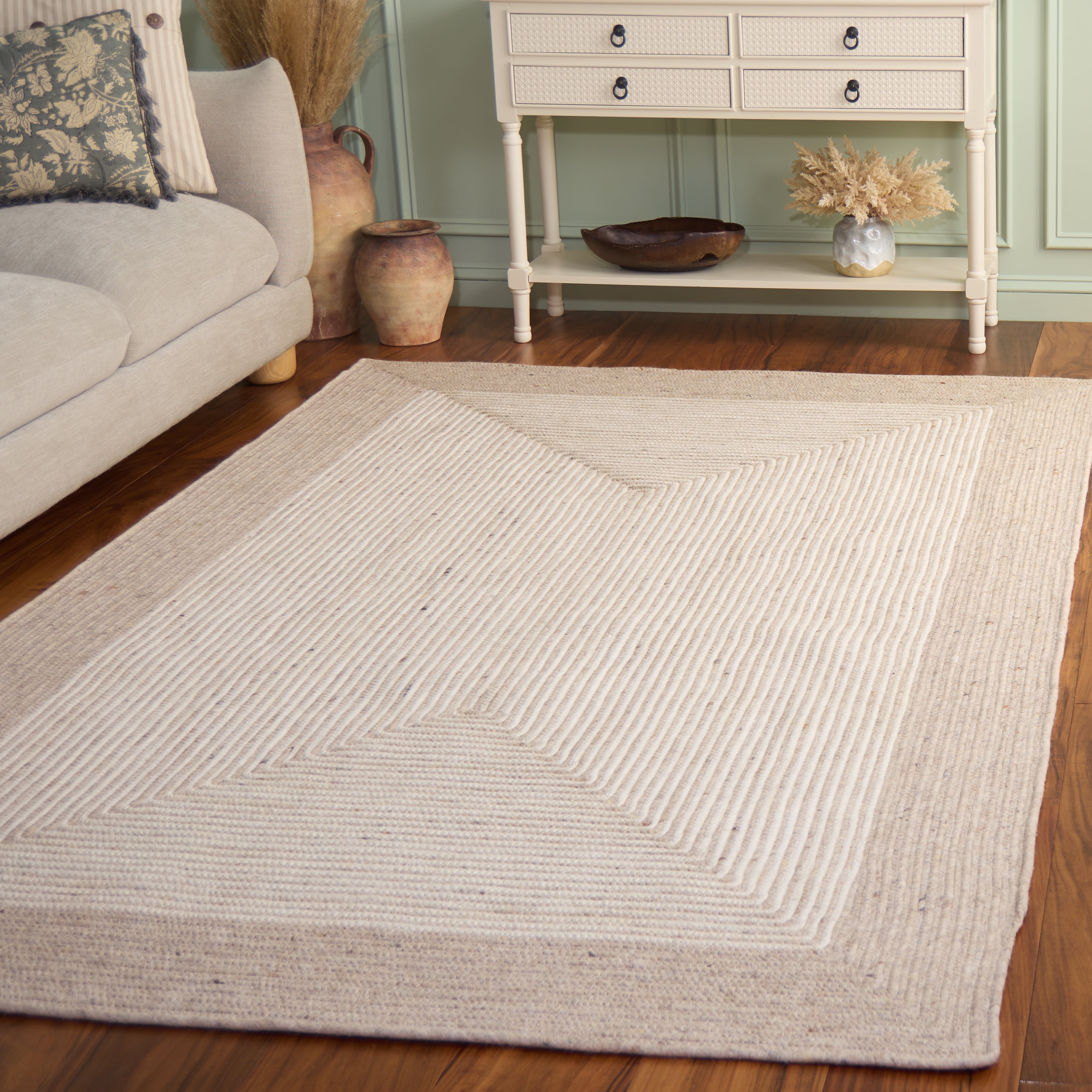 SAFAVIEH Braided Lars Geometric Reversible Area Rug, Beige/Ivory, 4' x 6'