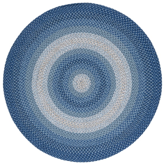 SAFAVIEH Braided Neville Bordered Machine Washable Reversible Area Rug, Navy/Grey, 5' x 5' Round