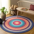 thumbnail image 1 of Safavieh Braided Ellen Bordered Machine Washable Reversible Area Rug, Red/Orange, 5' x 5' Round, 1 of 13