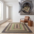 thumbnail image 1 of SAFAVIEH Braided Marco Bordered Machine Washable Reversible Area Rug, Brown/Green, 5' x 5' Square, 1 of 18