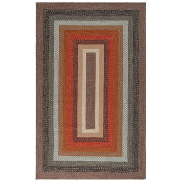 SAFAVIEH Braided Tendrils Striped Machine Washable Reversible Area Rug, Brown/Rust, 5' x 8'