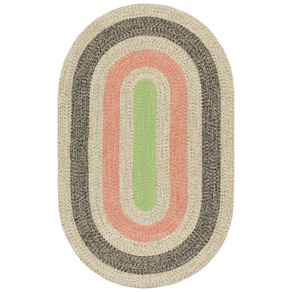 SAFAVIEH Braided Oswin Geometric Machine Washable Reversible Area Rug, Black/Light Green, 5' x 8' Oval