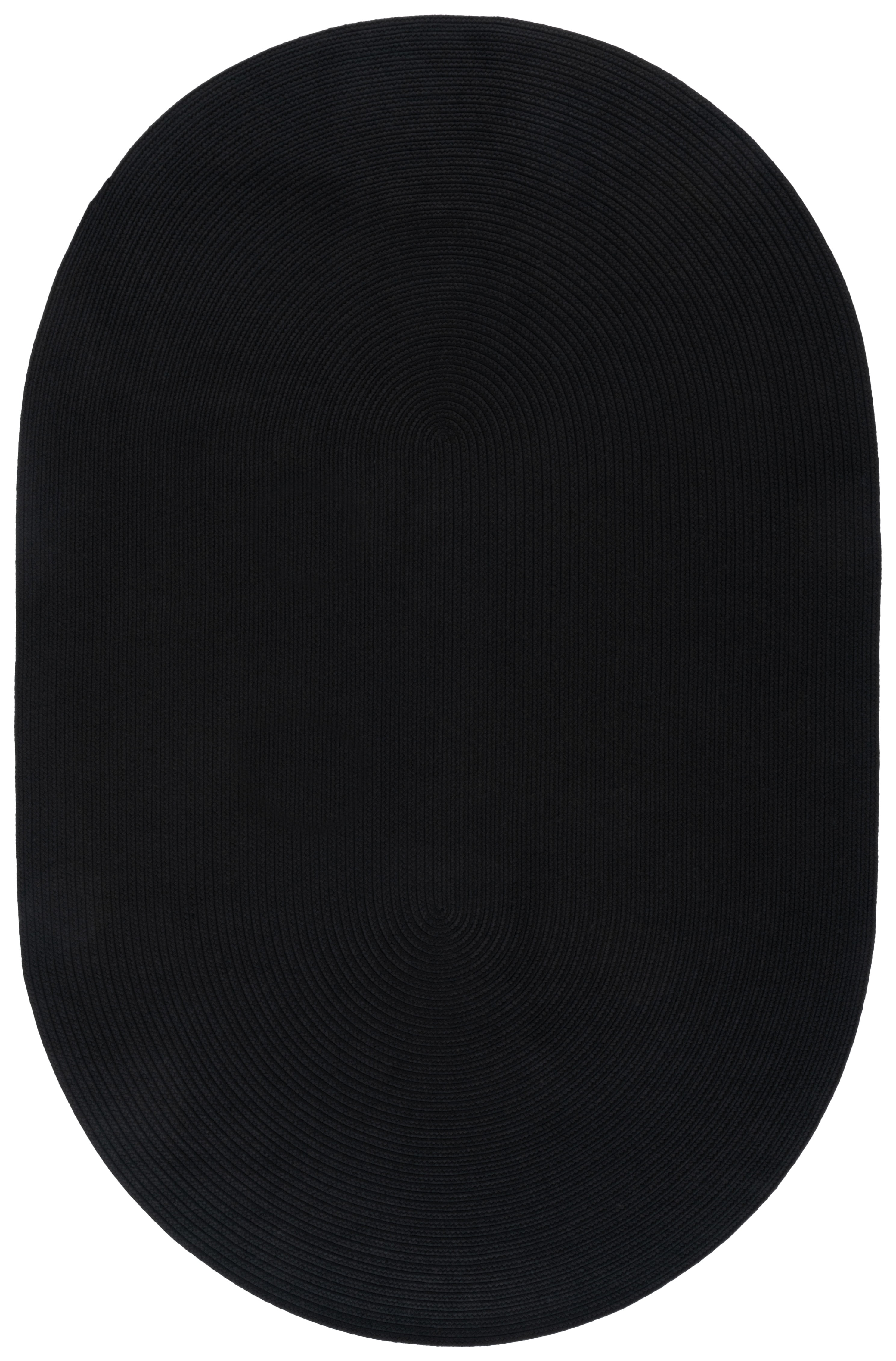 SAFAVIEH Braided Rishika Solid Machine Washable Reversible Area Rug, Black, 5' x 8' Oval
