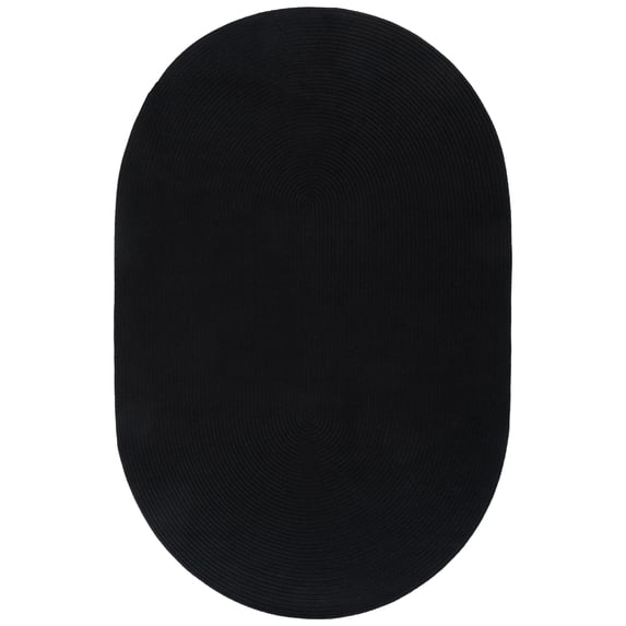 SAFAVIEH Braided Rishika Solid Machine Washable Reversible Area Rug, Black, 5' x 8' Oval