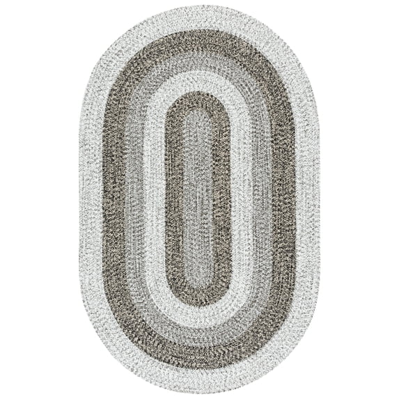 SAFAVIEH Braided Kent Geometric Machine Washable Reversible Area Rug, Ivory/Black, 5' x 8' Oval