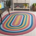 thumbnail image 1 of SAFAVIEH Braided Siofra Striped Reversible Area Rug, Pink/Blue, 5' x 8' Oval, 1 of 12