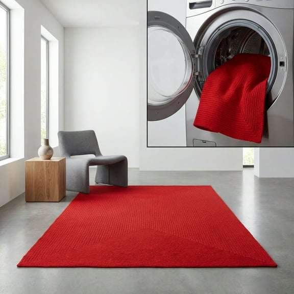 Safavieh Braided 6'-0" x 6'-0" Square Hand Woven Rug in Rust / Red