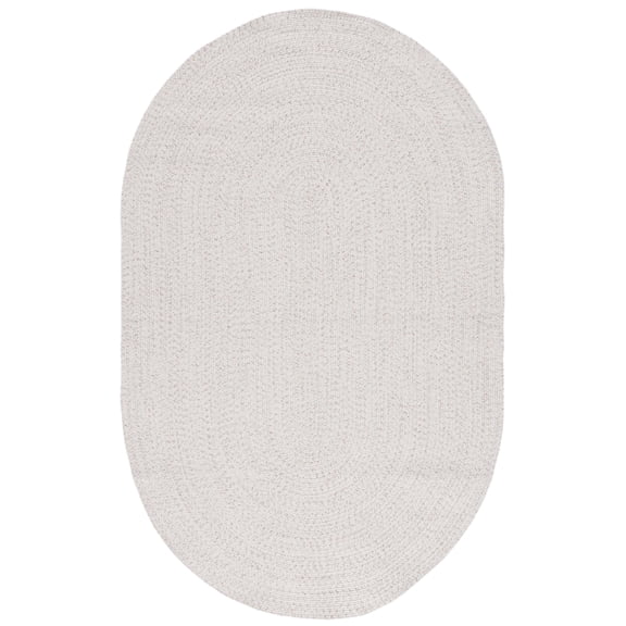 SAFAVIEH Braided Gino Distressed Machine Washable Reversible Area Rug, Ivory/Light Grey, 6' x 8' Oval