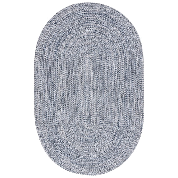 SAFAVIEH Braided Gino Distressed Machine Washable Reversible Area Rug, Dark Blue/Ivory, 6' x 8' Oval