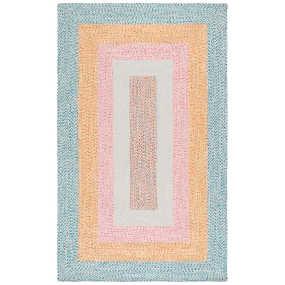 SAFAVIEH Braided Kent Geometric Machine Washable Reversible Area Rug, Aqua/Pink, 6' x 9'