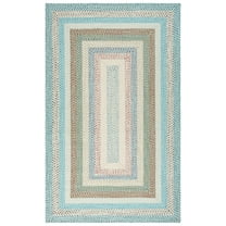SAFAVIEH Braided Kaylee Striped Machine Washable Reversible Area Rug, Beige/Light Blue, 6' x 9'