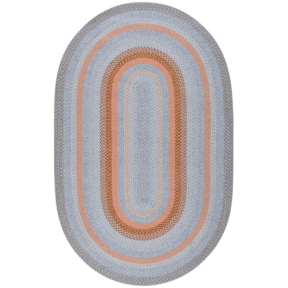 SAFAVIEH Braided Marco Bordered Machine Washable Reversible Area Rug, Grey/Rust, 6' x 9' Oval