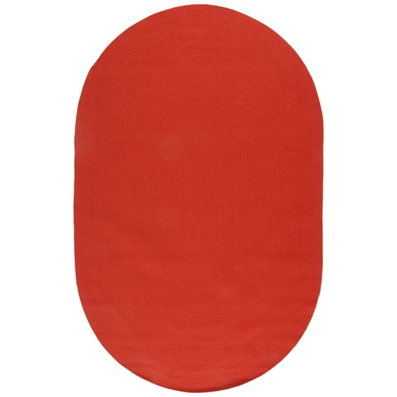 SAFAVIEH Braided Rishika Solid Machine Washable Reversible Area Rug, Rust, 6' x 9' Oval