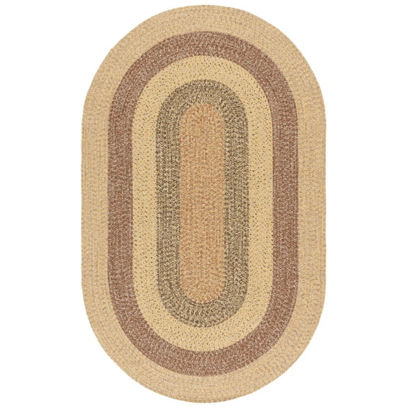 SAFAVIEH Braided Kent Geometric Machine Washable Reversible Area Rug, Beige/Brown, 8' x 10' Oval
