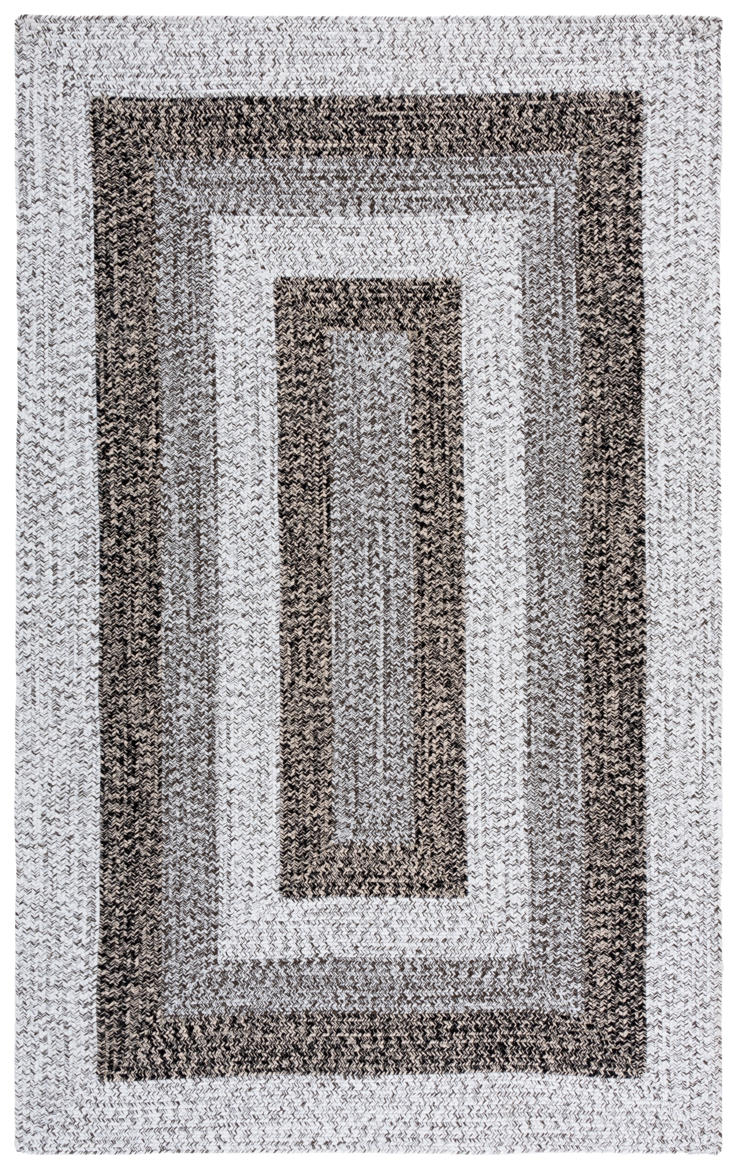 SAFAVIEH Braided Kent Geometric Machine Washable Reversible Area Rug, Ivory/Black, 8' x 10'