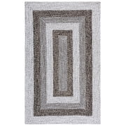 SAFAVIEH Braided Kent Geometric Machine Washable Reversible Area Rug, Ivory/Black, 8' x 10'