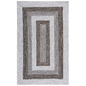 SAFAVIEH Braided Kent Geometric Machine Washable Reversible Area Rug, Ivory/Black, 8' x 10'