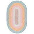 thumbnail image 1 of SAFAVIEH Braided Kent Geometric Machine Washable Reversible Area Rug, Aqua/Pink, 8' x 10' Oval, 1 of 12