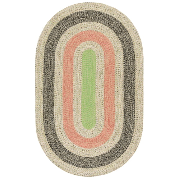 SAFAVIEH Braided Oswin Geometric Machine Washable Reversible Area Rug, Black/Light Green, 8' x 10' Oval