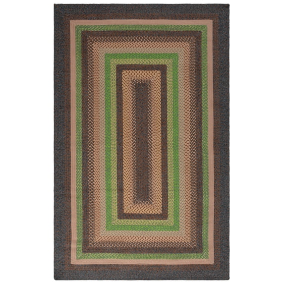 SAFAVIEH Braided Marco Bordered Machine Washable Reversible Area Rug, Brown/Green, 8' x 10'