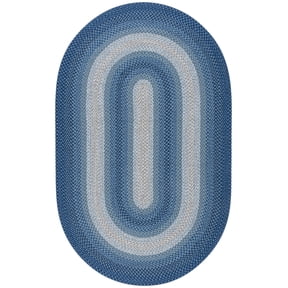 SAFAVIEH Braided Neville Bordered Machine Washable Reversible Area Rug, Navy/Grey, 8' x 10' Oval