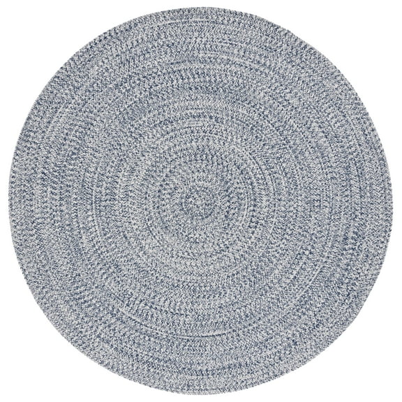 SAFAVIEH Braided Gino Distressed Machine Washable Reversible Area Rug, Dark Blue/Ivory, 8' x 8' Round