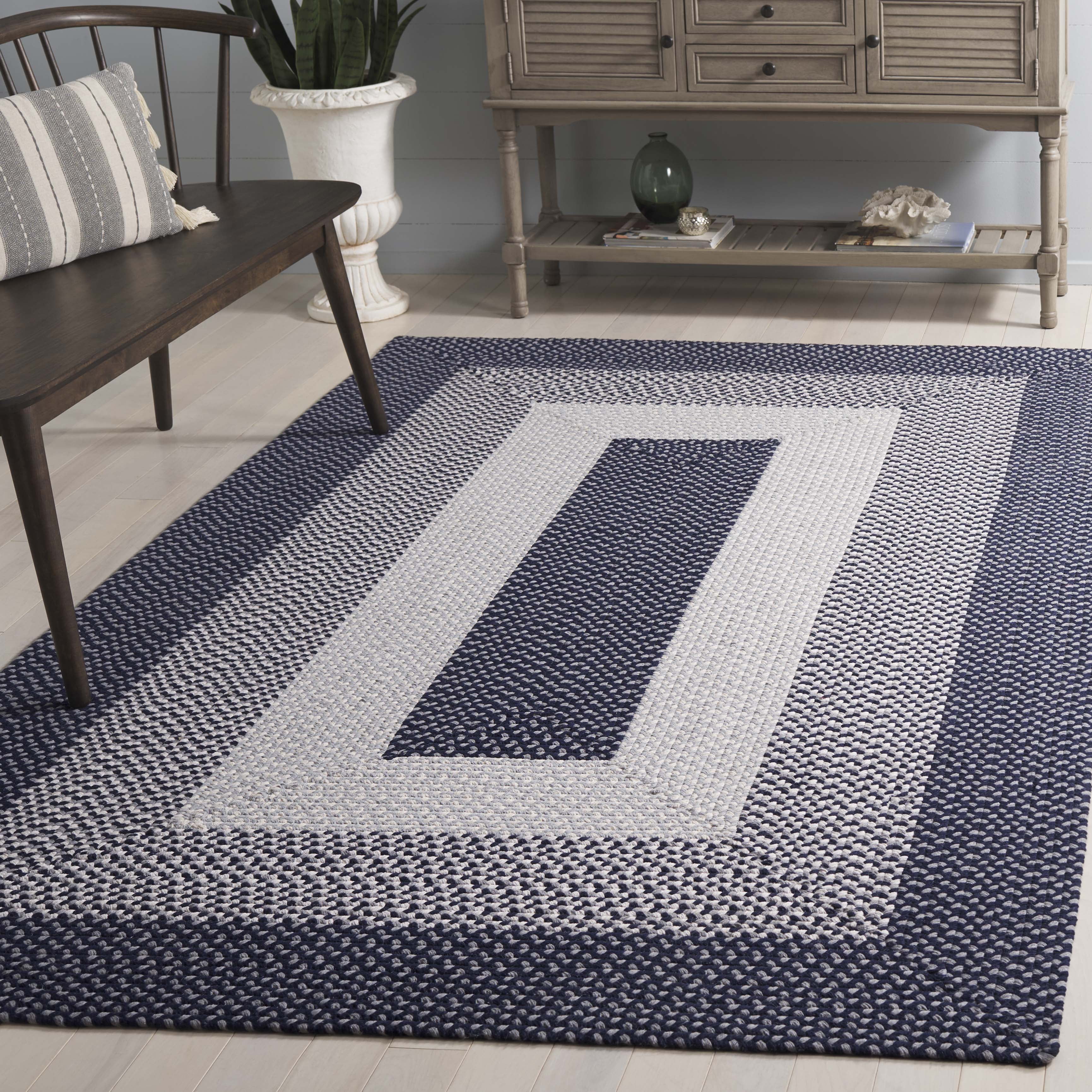 SAFAVIEH Braided Sherwood Bordered Reversible Area Rug, Gray/Blue, 4' x 6'