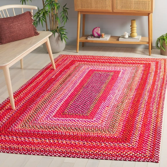 SAFAVIEH Braided Bojan Geometric Reversible Area Rug, Red/Orange, 5' x 8'