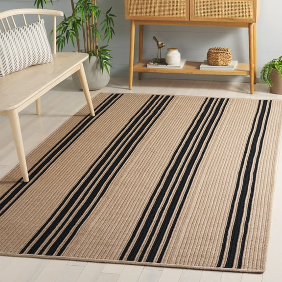 SAFAVIEH Braided Kiro Striped Reversible Area Rug, Natural/Black, 5' x 8'