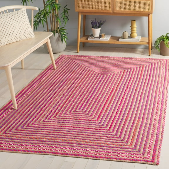 SAFAVIEH Braided Jackalyn Geometric Reversible Area Rug, Natural/Red, 5' x 8'