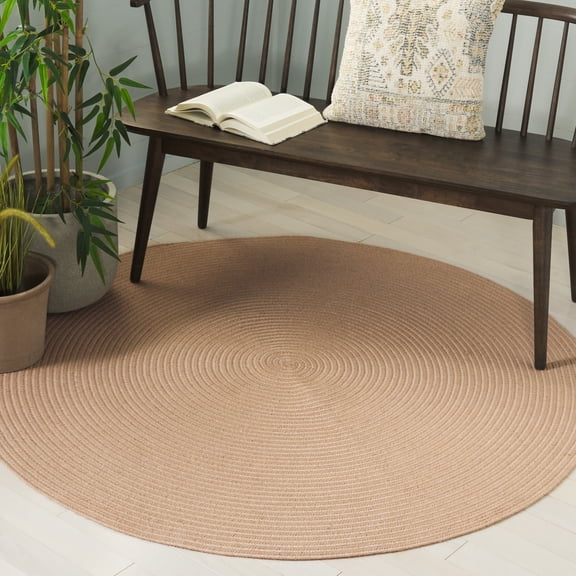 SAFAVIEH Braided Neeha Solid Reversible Area Rug, Natural, 7' x 7' Round