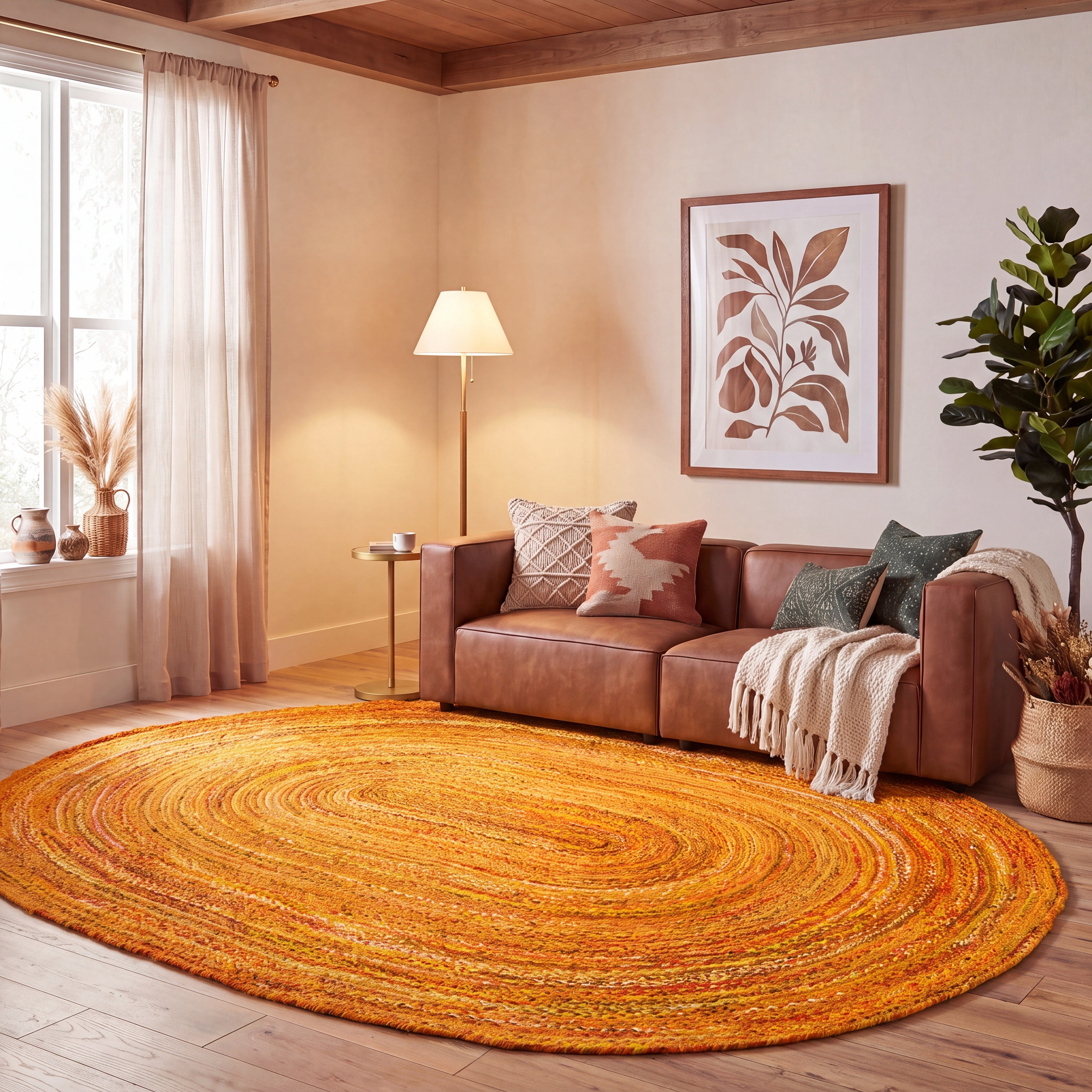 Safavieh Braided Calvin Transitional Cotton Reversible Area Rug, Gold, 7' x 9' Oval