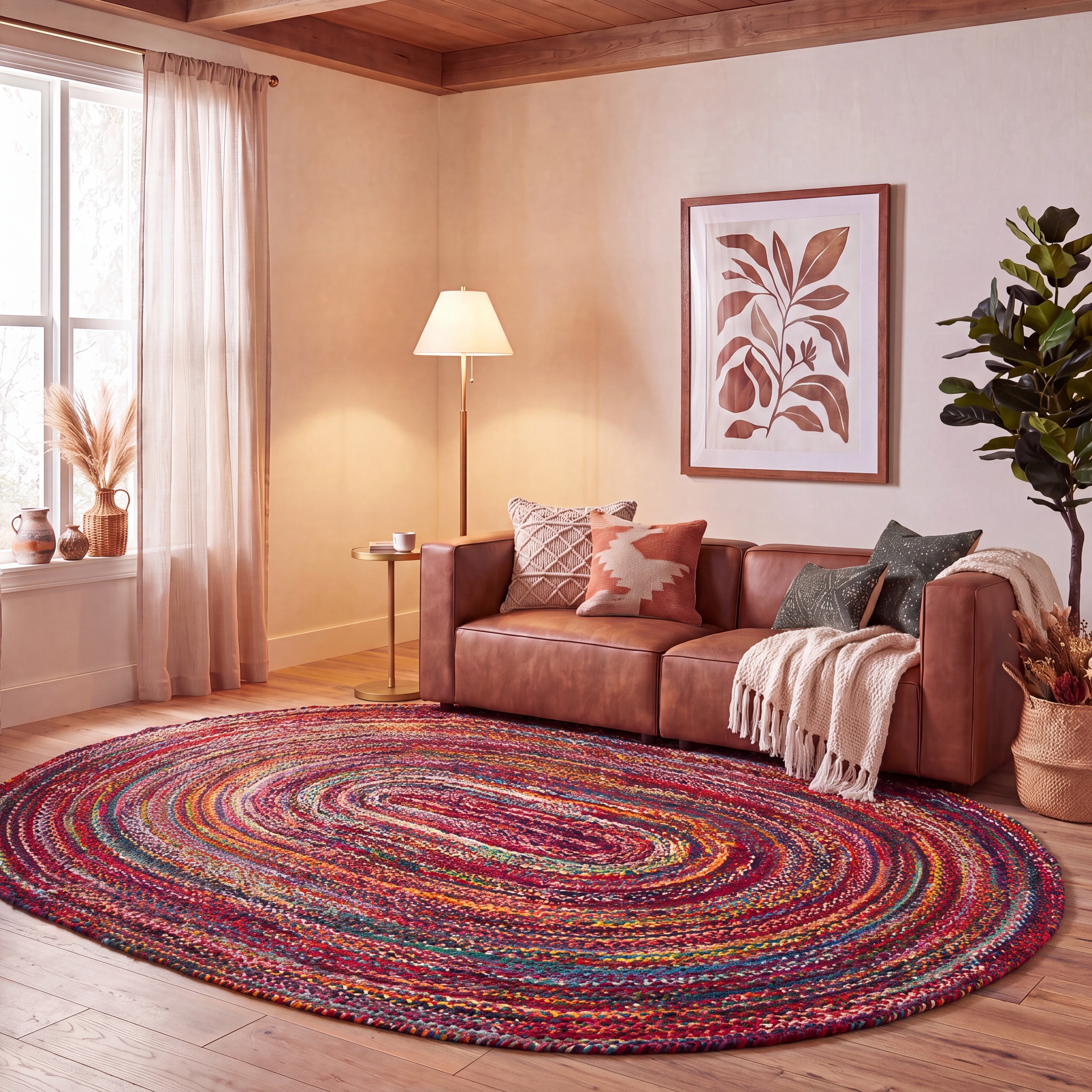 Safavieh Braided Calvin Transitional Cotton Reversible Area Rug, Rust/Multi, 6' x 8' Oval