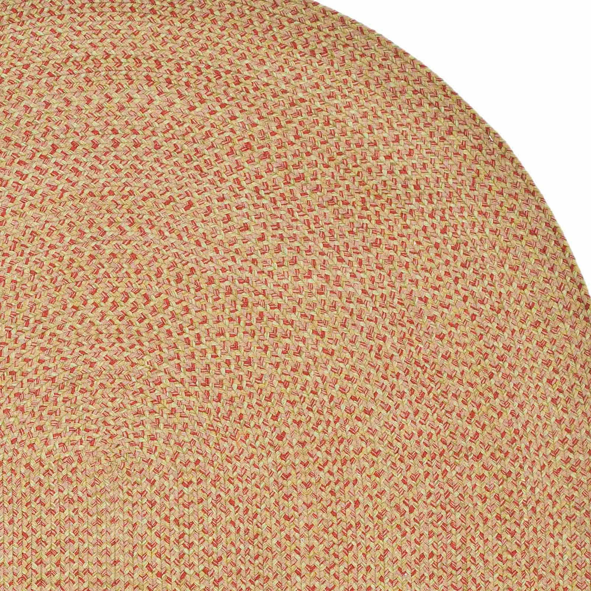 Handmade Red and Beige Cotton Braided Oval Rug