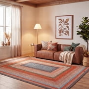 Safavieh Braided Codie Striped Machine Washable Reversible Area Rug, Rust/Multi, 5' x 8'
