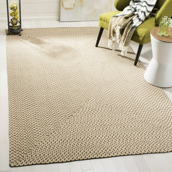SAFAVIEH Braided Coleman Solid Cotton Reversible Area Rug, Beige/Brown, 3' x 5'