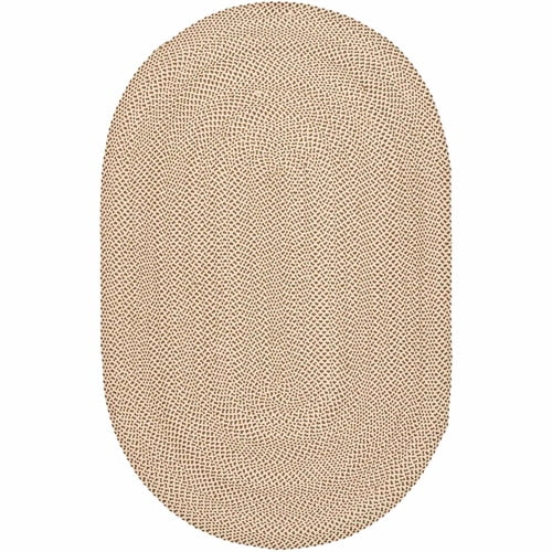 Handmade Beige and Brown Wool Cotton Braided Rectangular Rug 4' x 6'