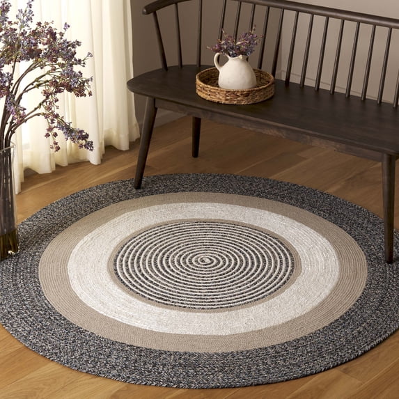 Safavieh Braided Dervla Striped Reversible Area Rug, Blue/Green, 4' x 4' Round