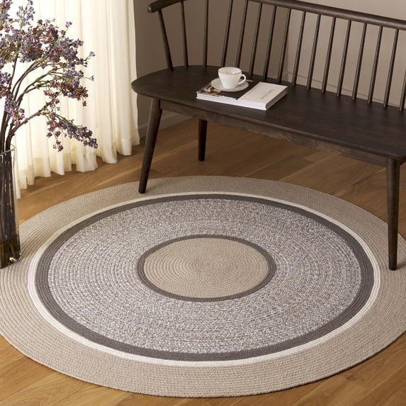 Safavieh Braided Ladonna Geometric Reversible Area Rug, Beige/Gray, 5' x 5' Round