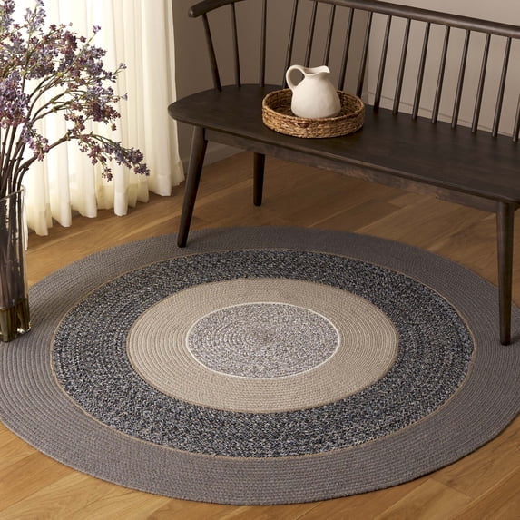 Safavieh Braided Lillian Geometric Reversible Area Rug, Dark Gray/Black, 6' x 6' Round