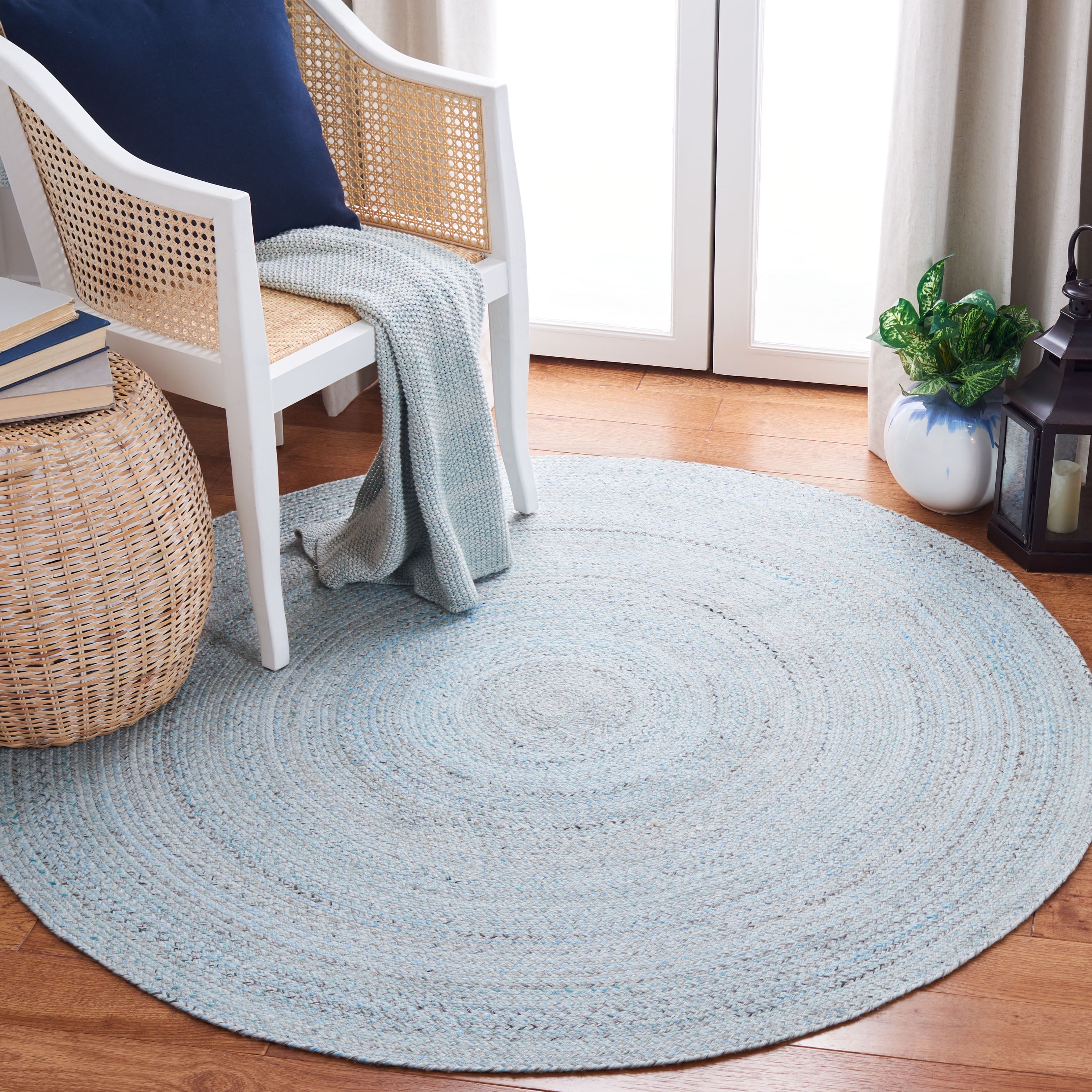 SAFAVIEH Braided Aristotle Solid Polyester Reversible Area Rug, Blue ...