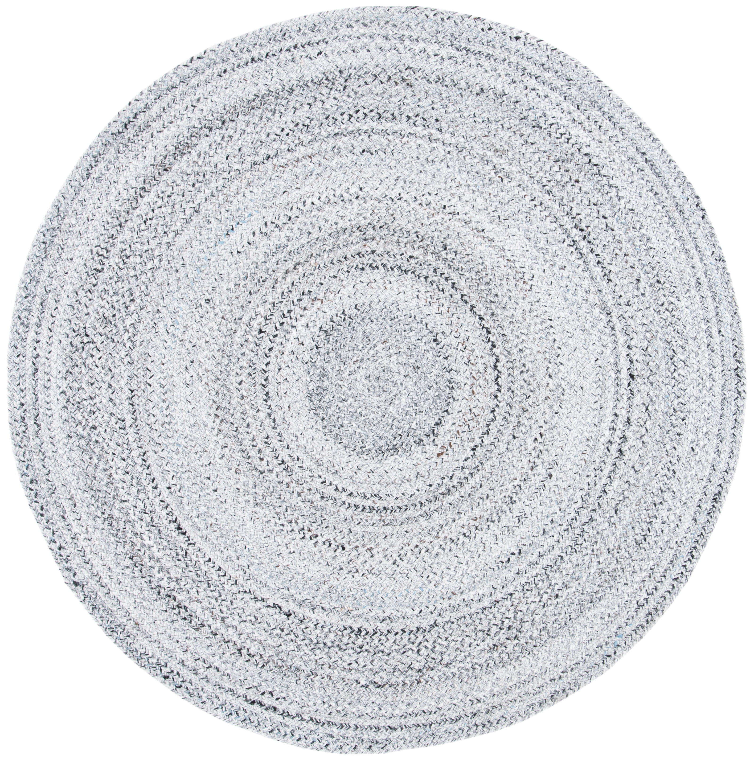 Silver Round Handwoven Braided Reversible Area Rug