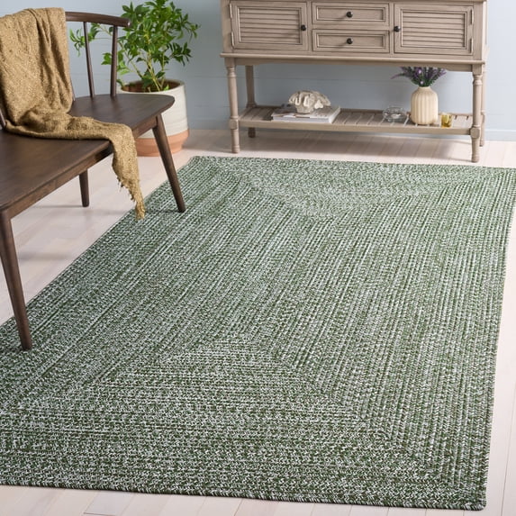 Safavieh Braided Shelagh Abstract Machine Washable Reversible Area Rug, Dark Green, 5' x 5' Square