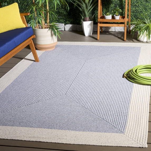 Safavieh Braided Victor Bordered Machine Washable Reversible Area Rug, Gray/Ivory, 5' x 5' Square