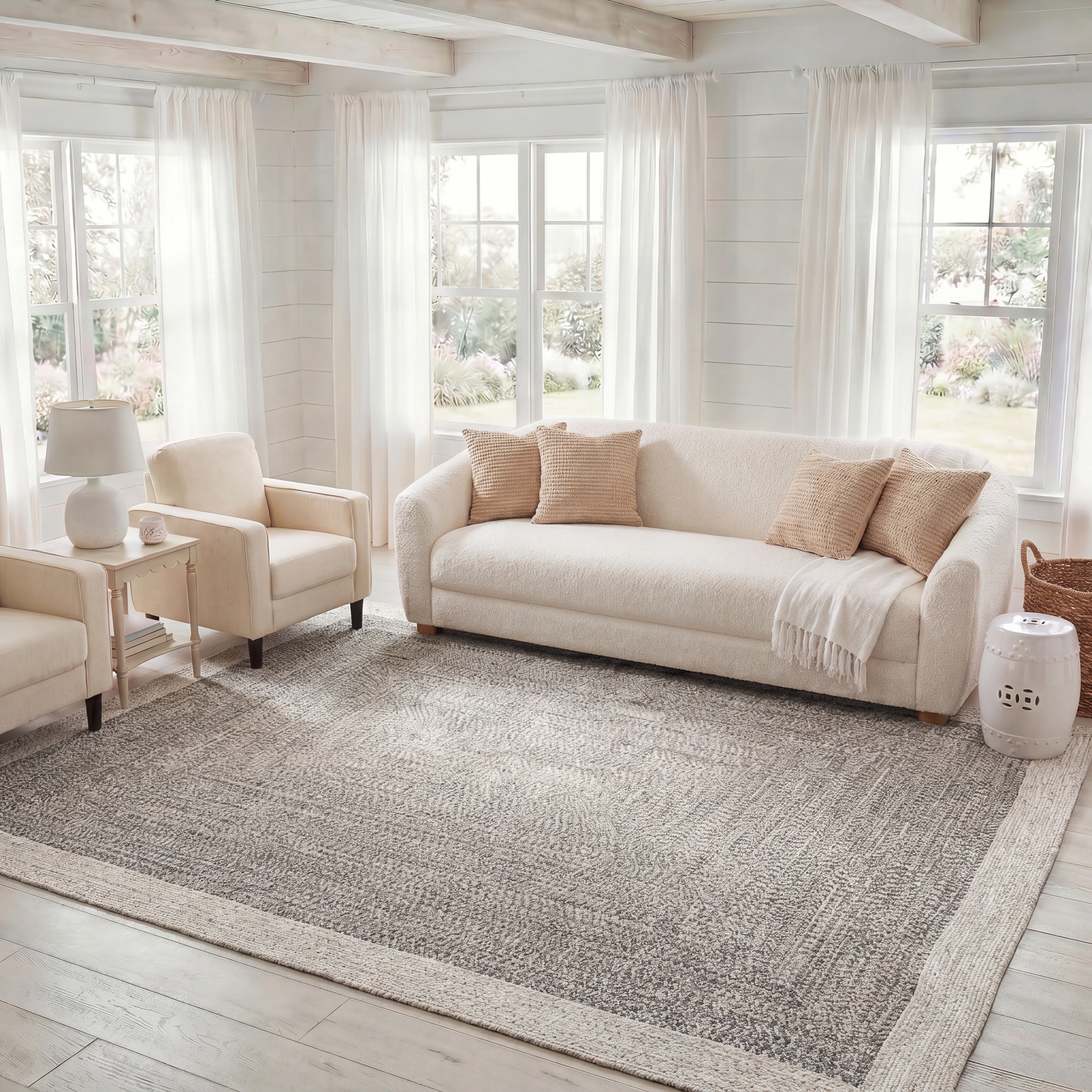 Safavieh Braided Victor Bordered Machine Washable Reversible Area Rug, Ivory/Gray Black, 5' x 8'