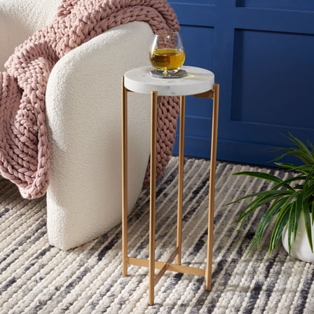 Safavieh Branwen Modern Iron Round End Table, White / Gold